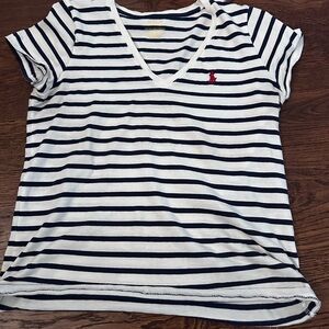 Polo by Ralph Lauren Navy and White Fitted Short Sleeve Tee